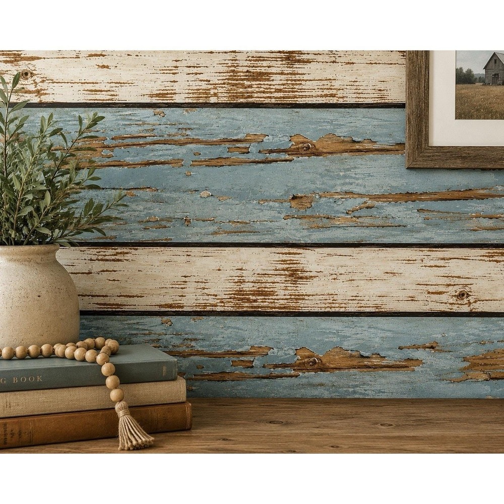 Old Salem WP4-WDD Wood Vinyl Peel Stick Wallpaper 20.5" x 18ft Rustic